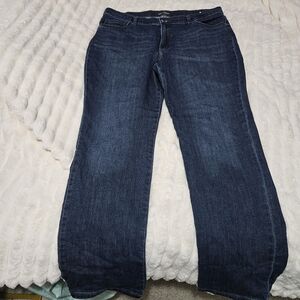 Lee Relaxed Fit Straight Leg Mid Rise Jeans, Dark Wash, Size 18 Long